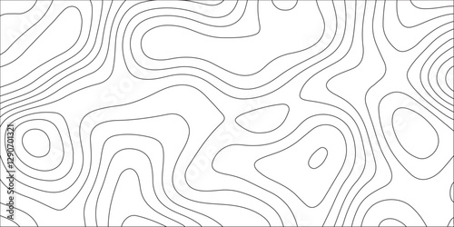 Abstract white contour wave lines topographic background, lines map seamless pattern, modern wallpaper texture and realistic design used for banner and posters, mountain relief geographic pattern.