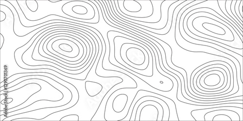 Abstract white contour wave lines topographic background, lines map seamless pattern, modern wallpaper texture and realistic design used for banner and posters, mountain relief geographic pattern.