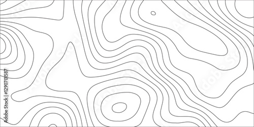 Abstract white contour wave lines topographic background, lines map seamless pattern, modern wallpaper texture and realistic design used for banner and posters, mountain relief geographic pattern.