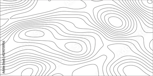 Abstract white contour wave lines topographic background, lines map seamless pattern, modern wallpaper texture and realistic design used for banner and posters, mountain relief geographic pattern.