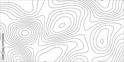 Abstract white contour wave lines topographic background, lines map seamless pattern, modern wallpaper texture and realistic design used for banner and posters, mountain relief geographic pattern.