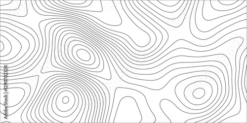 Abstract white contour wave lines topographic background, lines map seamless pattern, modern wallpaper texture and realistic design used for banner and posters, mountain relief geographic pattern.