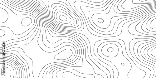 Abstract white contour wave lines topographic background, lines map seamless pattern, modern wallpaper texture and realistic design used for banner and posters, mountain relief geographic pattern.