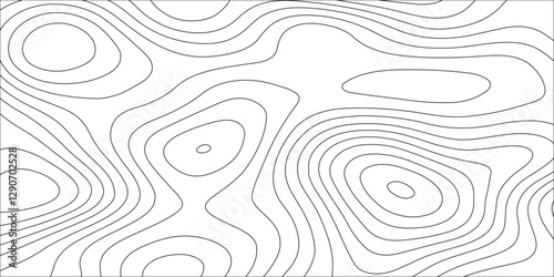 Abstract white contour wave lines topographic background, lines map seamless pattern, modern wallpaper texture and realistic design used for banner and posters, mountain relief geographic pattern.