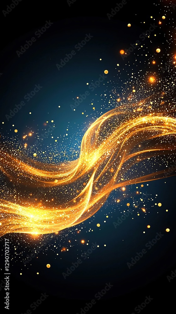 Fototapeta premium Elegant golden glitter trails cascading in a luxurious abstract motion