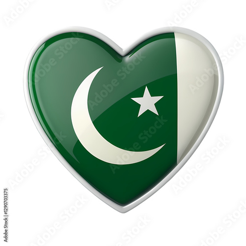 Pakistan Heart Flag: Love Pakistan Image isolated on transparent background