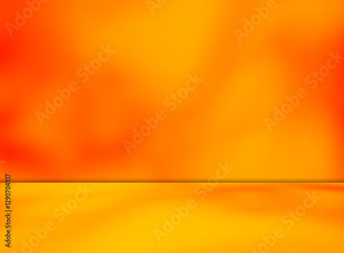 Orange summer background shadow wall gradient pastel studio room loft backdrop template stage for presentation product cosmetic tropical, showroom table red yellow plaster cement floor podium.