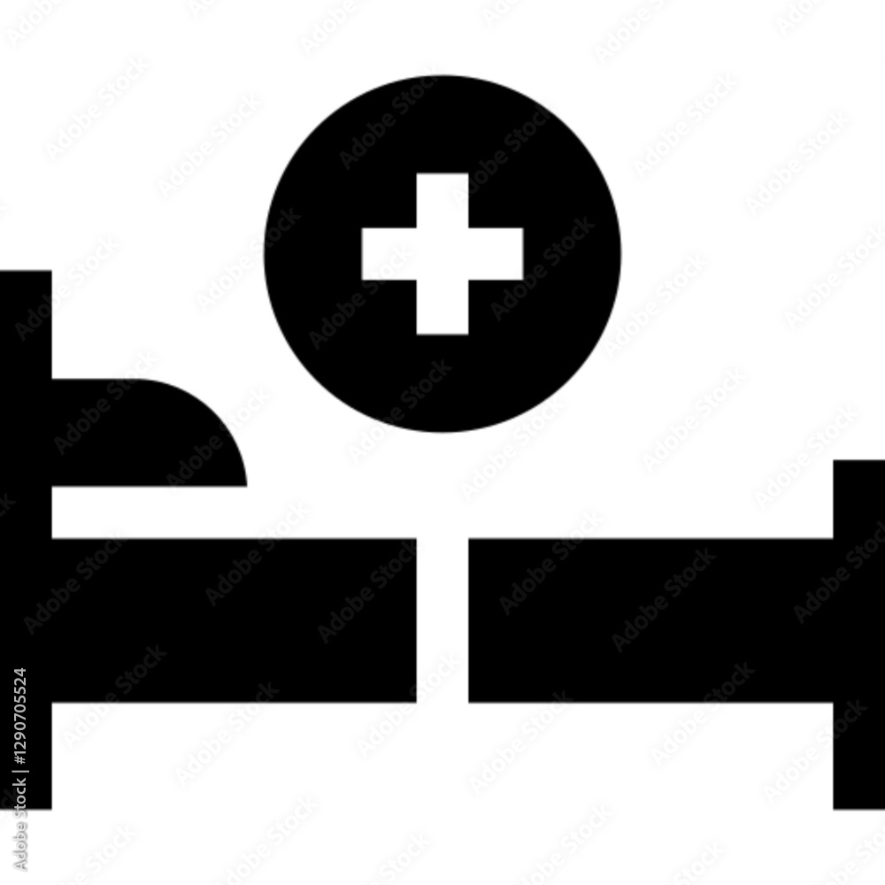 Minimalist illness glyph icon in a monochrome vector style. This simple design symbolizes health issues, medical conditions, sickness, and healthcare services, making it ideal for medical, insurance, Minimalist illness glyph icon in a monochrome vector style. This simple design symbolizes health issues, medical conditions, sickness, and healthcare services, making it ideal for medical, insurance,