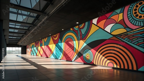 Interior with Vibrant Abstract Mural