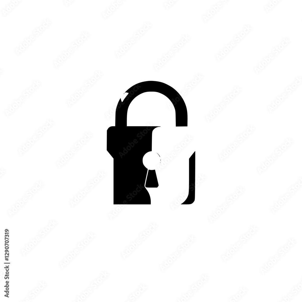 Black-and-white abstract lock symbol depicting security and privacy. Black-and-white abstract lock symbol depicting security and privacy.