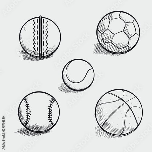 Sport Ball Simple Sketches Collection