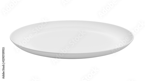 Empty white plate. Isolated. Transparent background. 3d illustration.