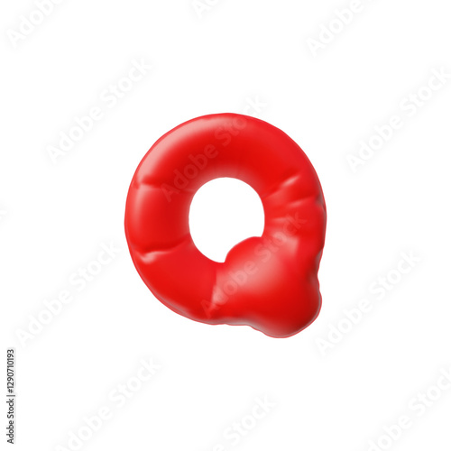 Inflatable letter G, 3D illustration of an inflated shape.