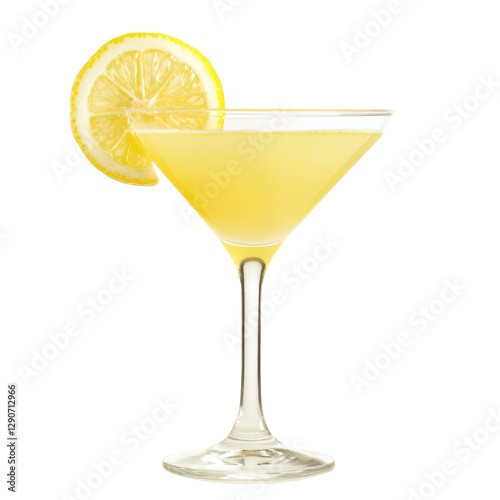 Refreshing Yellow Citrus Cocktail with Lemon Garnish in Glass