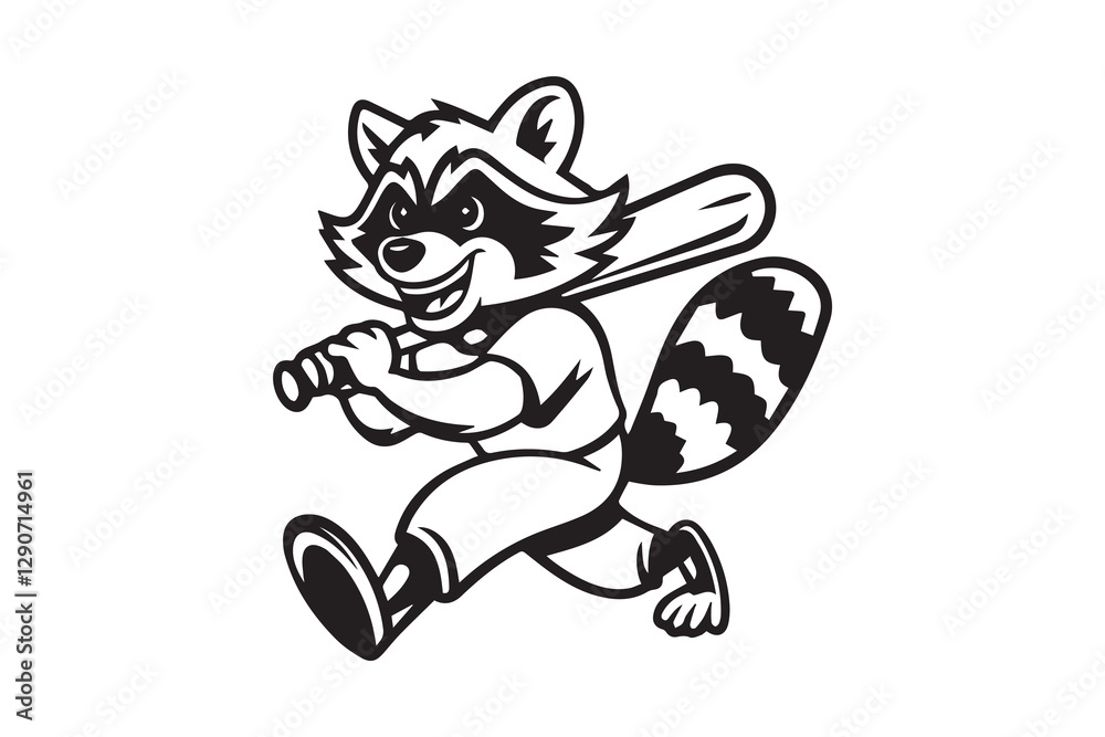 Obraz premium Baseball Raccoon Mascot vector
