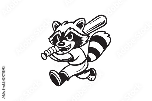 Baseball Raccoon Mascot vector