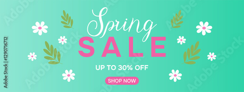 Spring Sale. Advertising banner, header. Spring sale design template.