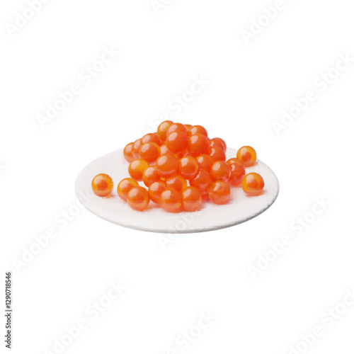 Red caviar heap 3D cartoon vector illustration, realistic sea food, natural delicacy product, fresh roe pile from salmon