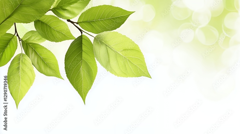 Bright Green Leaves Branch Soft Focus Background Bright Green Leaves Branch Soft Focus Background
