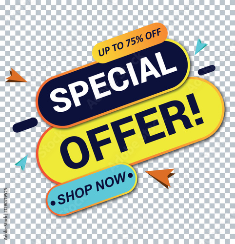 Special Offer Banner with Discount Text and Transparent Background – Promotional Shopping Label