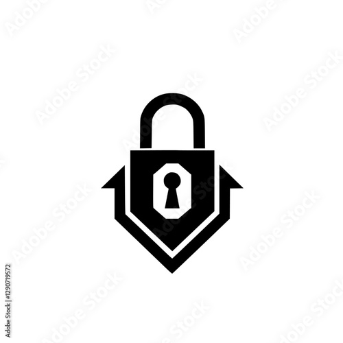 Secured House Symbol: Secure Locking System Illustration.