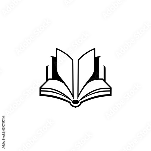 "Open Book Silhouette: Bold Lines and a Classic Emblem"