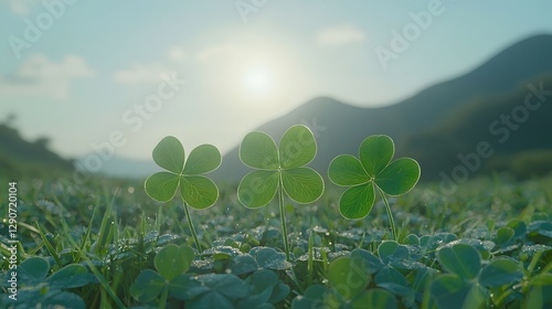 Fresh green clover nourished by dew