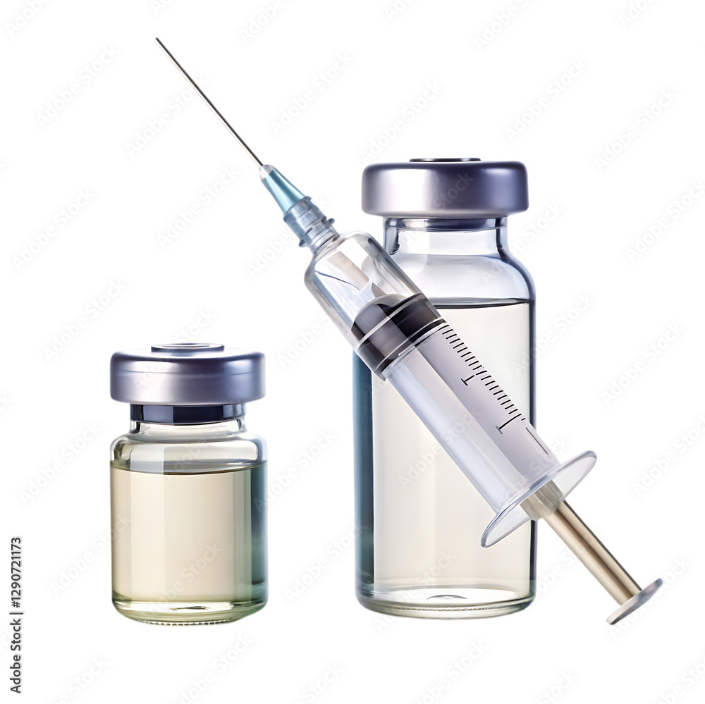 Ampoule with measles vaccine syringe with a dose Ampoule with measles vaccine syringe with a dose