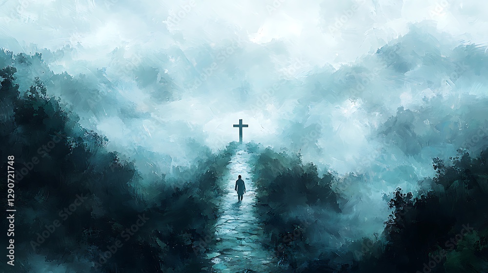 Obraz premium Solitary Journey to the Cross.