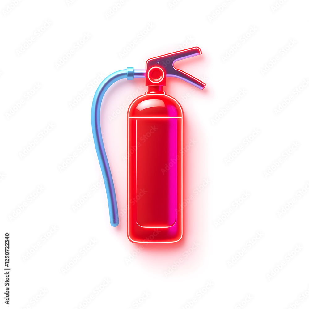Fire extinguish holographic 3D icon. neon symbol vector illustration isolated on white background. Generative AI Fire extinguish holographic 3D icon. neon symbol vector illustration isolated on white background. Generative AI