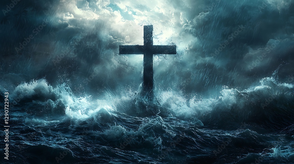 Cross in a Stormy Sea. Cross in a Stormy Sea.