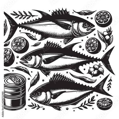 Tuna seafood.Tuna fish vector illustration.