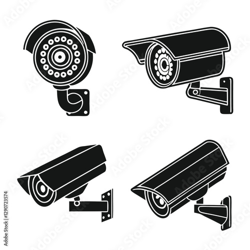Set of Modern CCTV Camera Icons