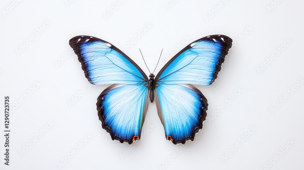Obraz premium Blue Morpho Butterfly on White Background (2)