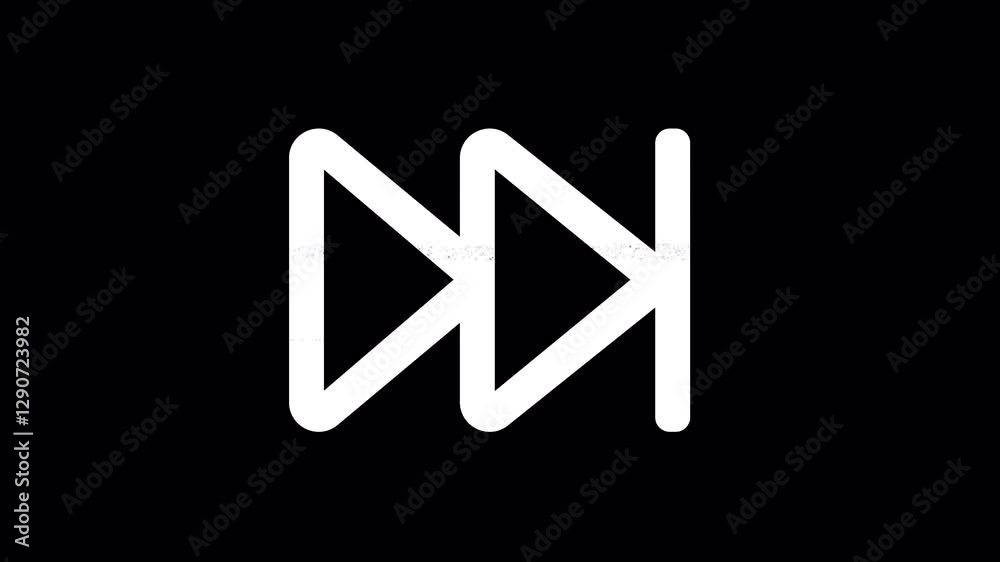 Icon fast forward is distorted. Glitch. Noise, chromatic aberration, geometric distortion. Transparent background, looped. In-Out looped. Alpha BW at the end Icon fast forward is distorted. Glitch. Noise, chromatic aberration, geometric distortion. Transparent background, looped. In-Out looped. Alpha BW at the end