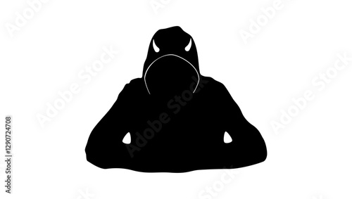 Devil in a hood, black isolated silhouette