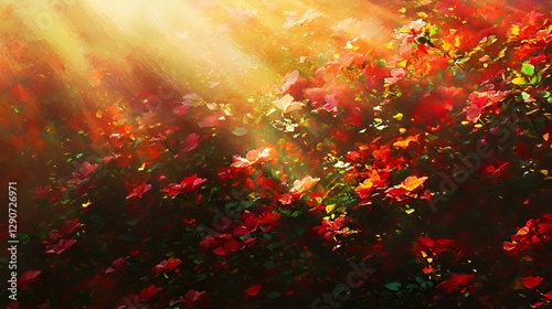 Vibrant Red Flowers in Sunlight Garden