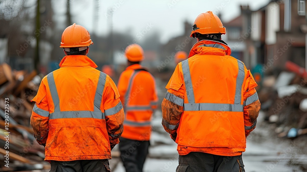 Disaster response team providing aid and relief in the aftermath of a natural disaster