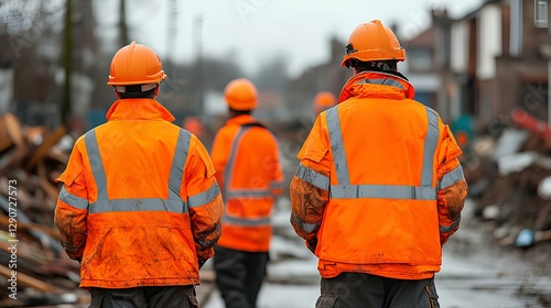 Obraz na płótnie Disaster response team providing aid and relief in the aftermath of a natural disaster w salonie