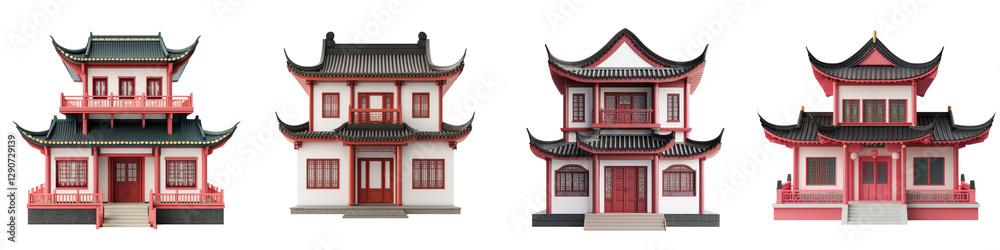 Fototapeta premium Intricately Designed Chinese Traditional Architectural Building with Ornate Pagoda Style Roofs and Elegant Ornamental Details Showcasing the Rich Cultural Heritage
