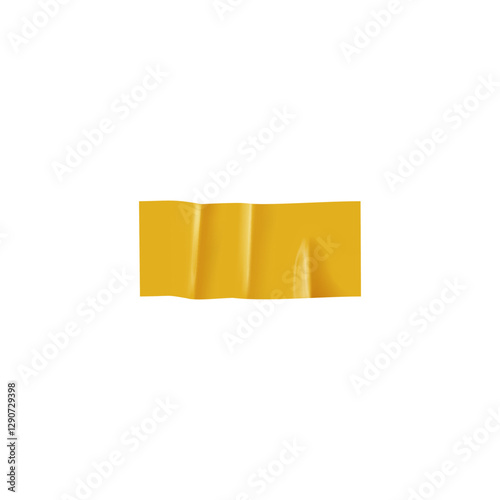 Vector 3d illustration of yellow sticky tape with wrinkles on isolated background.
