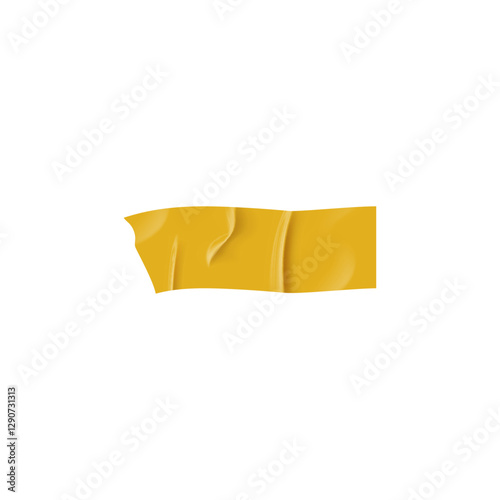 Yellow horizontal sticky tape vector icon, adhesive wrinkled piece, torn glued duct tape, corrugated sticker or bandage