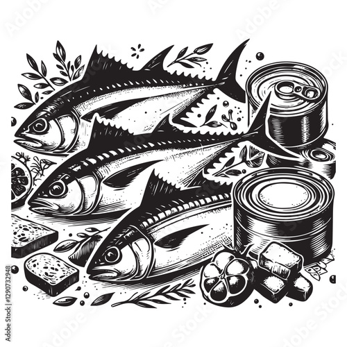 Tuna seafood.Tuna fish vector illustration.