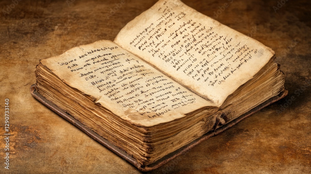 Obraz premium Antique Book Open on Tabletop