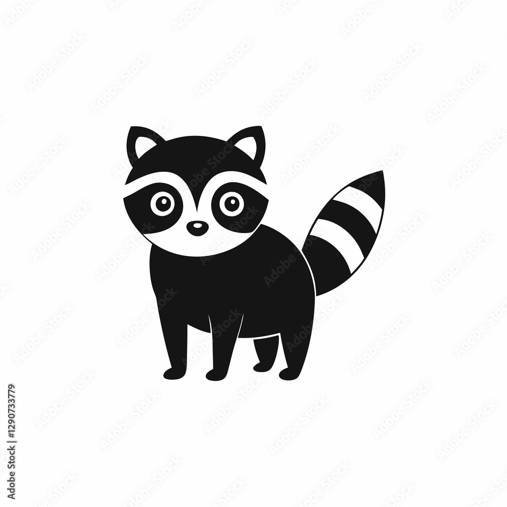 Fototapeta premium black and white raccoon silhouette