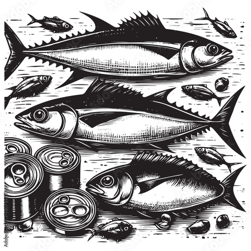 Tuna seafood.Tuna fish vector illustration.