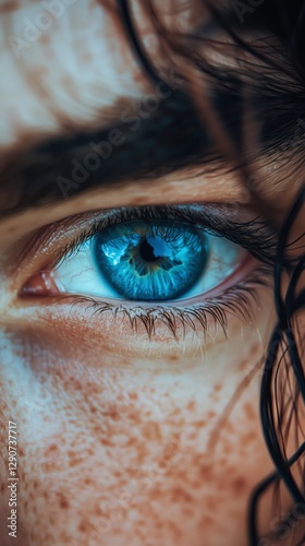 Captivating Close-Up of a Blue Eye Highlighting Intricate Details and Strikin...