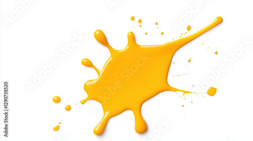Bright yellow paint splash white background