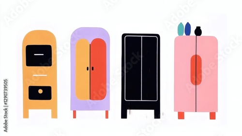 Colorful and modern cabinets showcased in a minimalist style for home decor inspiration and design ideas