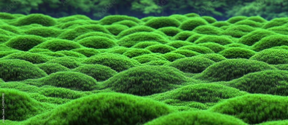 Lush green moss carpet, nature background, tranquil garden. Use website, poster Lush green moss carpet, nature background, tranquil garden. Use website, poster